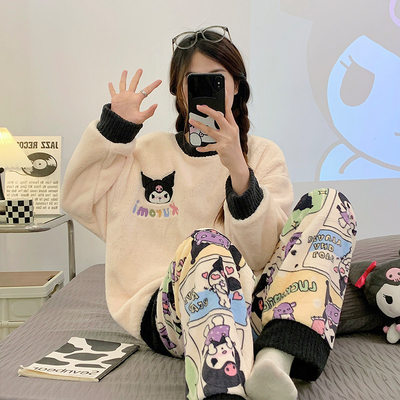 冬季款保暖大童睡衣女套头刺绣法兰绒加厚卡通可爱外穿家居服套装,童装/婴儿装/亲子装,家居服套装,淘宝优惠券,粉丝福利购,淘宝优惠卷