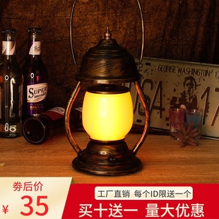充电酒吧复古户外餐厅桌灯氛围装饰清吧小夜灯马灯煤油灯