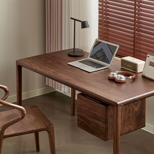 北胡桃木书桌全实木写字桌现简约办公桌写字台书房家用