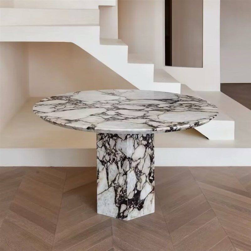 宝格丽圆形大理石餐桌家用带转盘小户型法式复古轻奢现简约桌子,住宅家具,大理石餐桌,淘宝优惠券,粉丝福利购,淘宝优惠卷