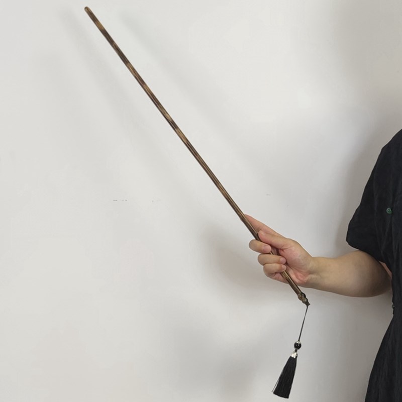 天然金丝竹镶花牛角教鞭戒尺竹节长鞭竹茶玩文玩手把件手工制老料