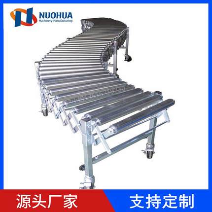 杭州厂家无动力伸缩输送机单铁滚筒镀锌可升降运大米快递传送带