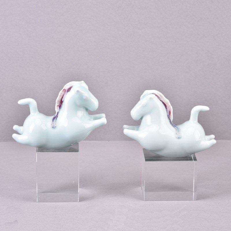 新中式摆件陶瓷马简约样板房间售楼处书柜软装饰品轻奢小摆设,家居饰品,装饰摆件,淘宝优惠券,粉丝福利购,淘宝优惠卷