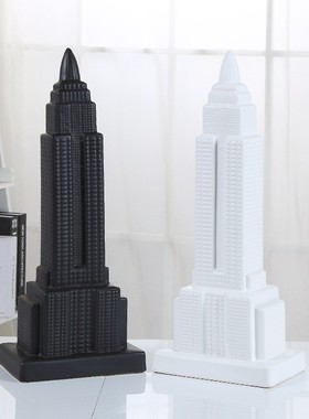 简约家居白色高楼房子陶瓷摆件 创意城堡建筑摆设品