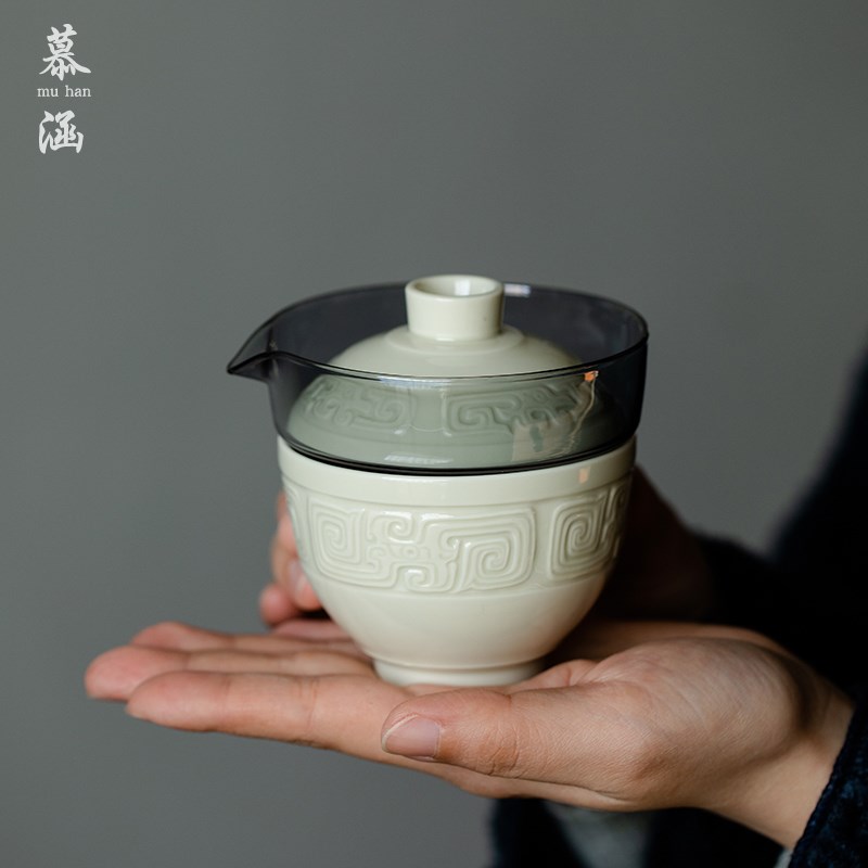 定窑旅行茶具套装户外陶瓷快客杯一壶一二茶杯露营单人泡茶壶