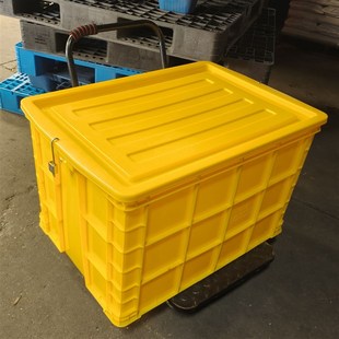 带锁周转箱红色不盒可上锁储物柜移动大容量五金工具塑料箱