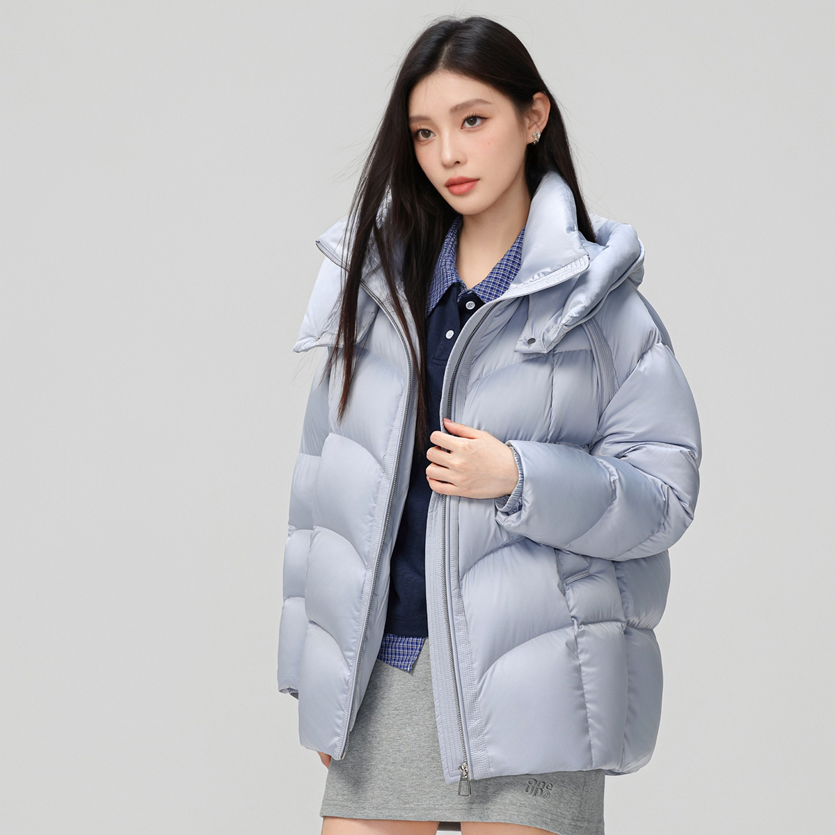 【高蓬泡芙】鸭宝宝中长款90鹅绒羽绒服女冬季加厚面包服连帽外套