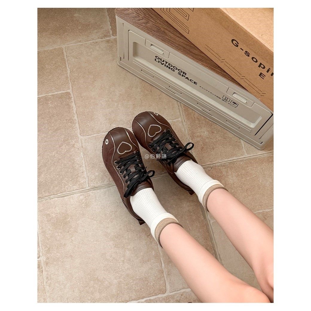 爆爆 内增高爱心德训鞋女2025秋季新款运动休闲鞋保龄球鞋阿甘鞋