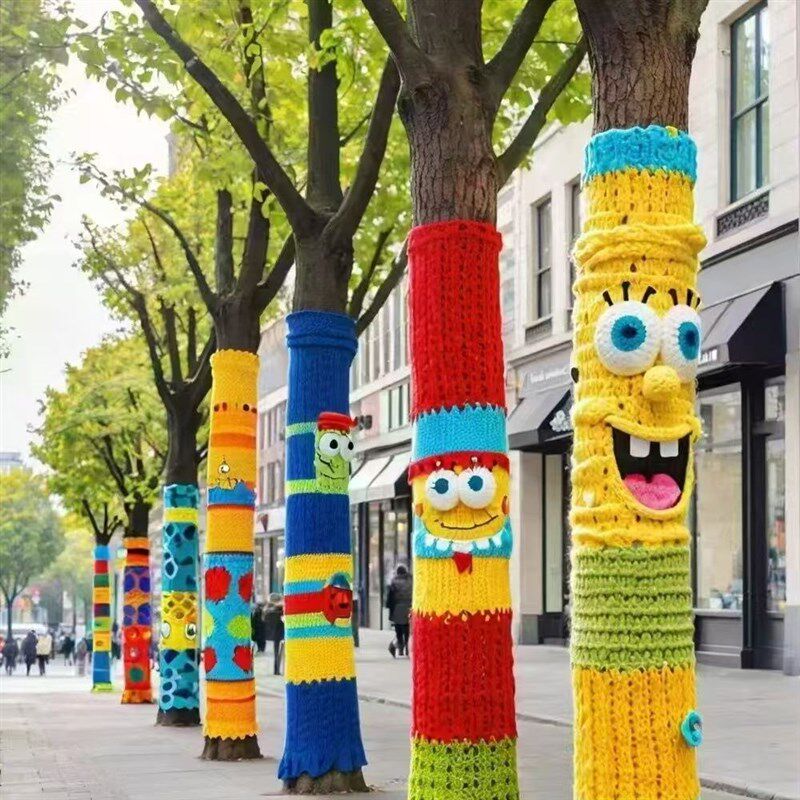 给树穿的衣服大树装饰毛衣成品装饰装扮冬季大树衣服缠树粗毛线