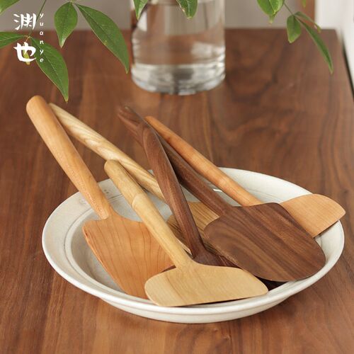 渊也手工原木铲家用厨房实木不粘锅专用铲木质煎蛋铲西式分菜公勺