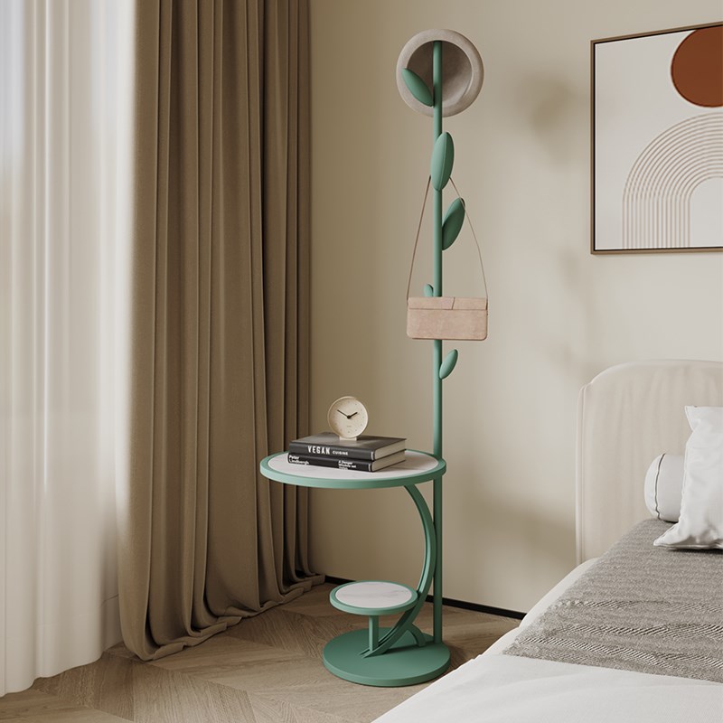 卧室创意床头柜一体挂衣架落地衣帽架客厅现简约铁艺玄关架