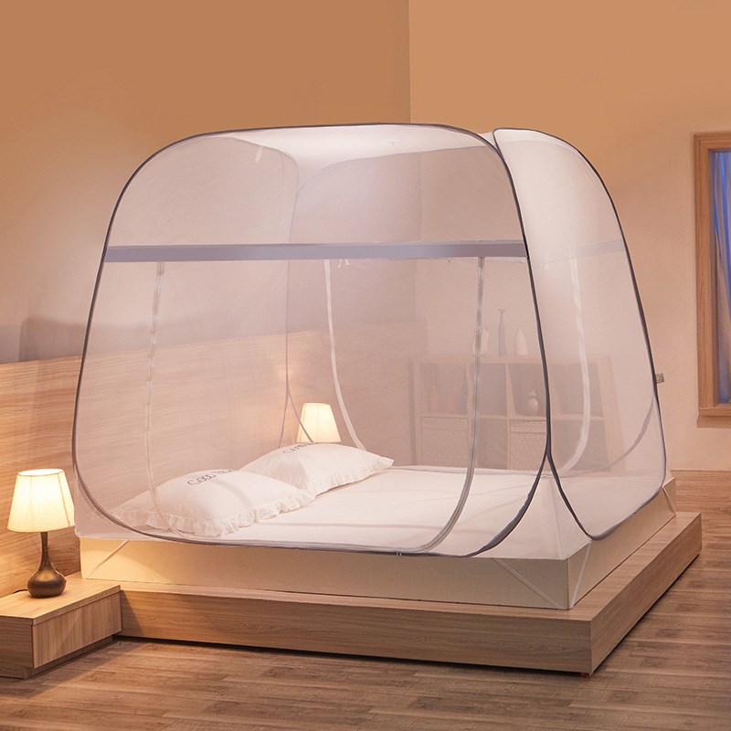 新款免安装蒙用.米.5米床蚊帐可折叠拉链一体式全底无底