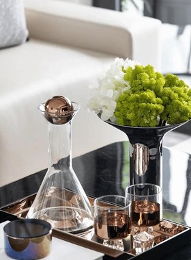 现轻奢玻璃器具摆件桌板间客厅茶几样面醒酒酒套装组合软装饰品