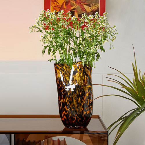 CASA 中古厅豹纹花瓶 客厅餐风装酒摆设 高档饰店会所烟灰缸