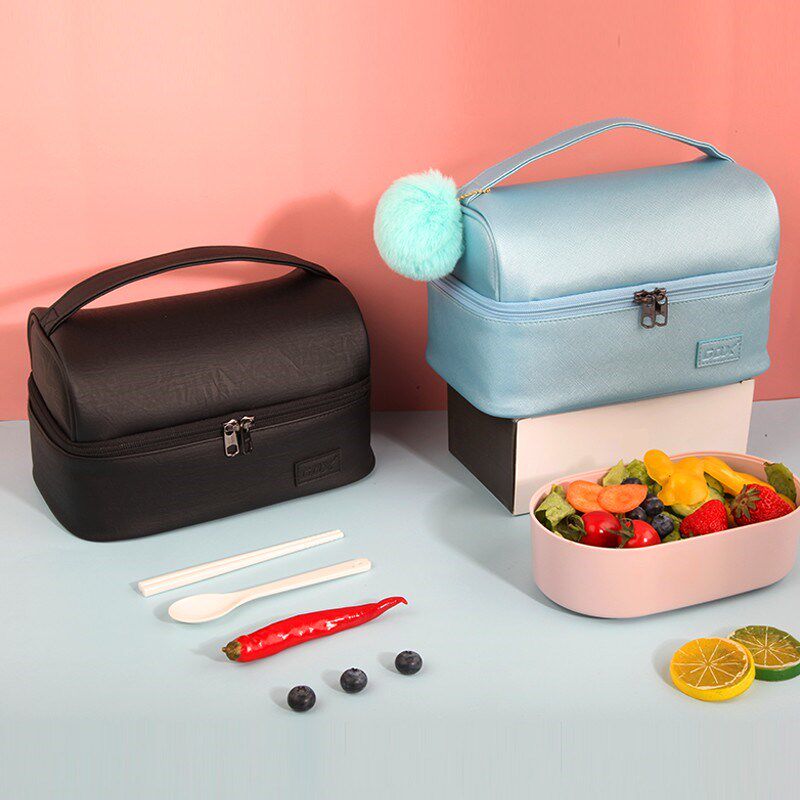 手提保温餐加厚铝箔食堂手拎皮质便当袋子上班族带饭