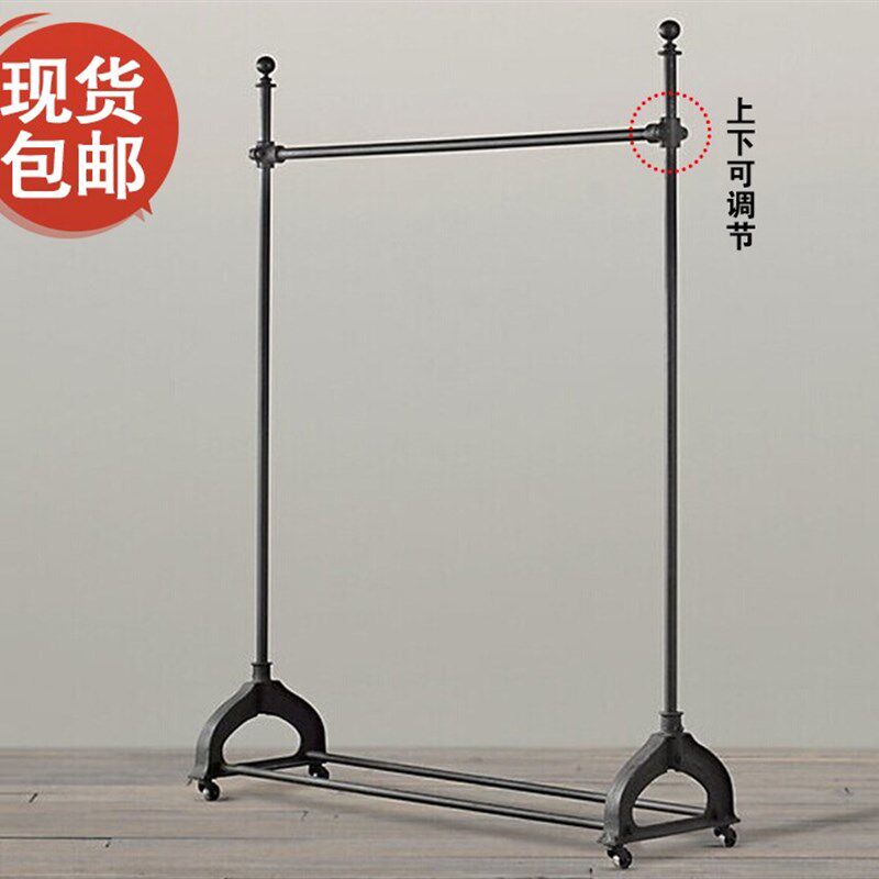 复古架店中岛男女货架落地侧挂展示架双层铁艺单层挂衣架