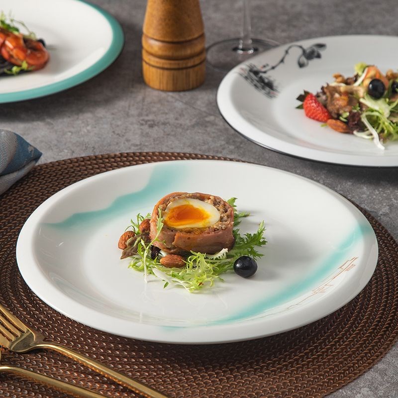 中国风创意菜盘新中式摆盘手绘炒菜盘法式浅大尺寸西餐家宴盘陶瓷