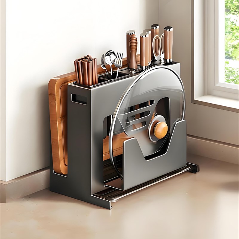 厨房多功能沥水架壁挂式收纳架砧板筷筒一体收纳