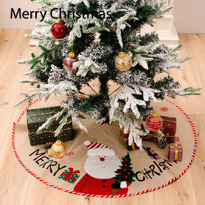 圣诞节树裙装饰雪人老人麻布刺绣树围裙加大圣诞树圣诞树下装饰品