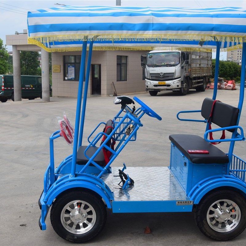 休闲马四轮电动观光车风景区滑板车纯电动四人三人多人看房观光车