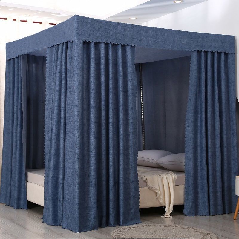 家用床帘公主风双层蚊帐遮光挡床幔一体式防尘挡风加厚宫廷款