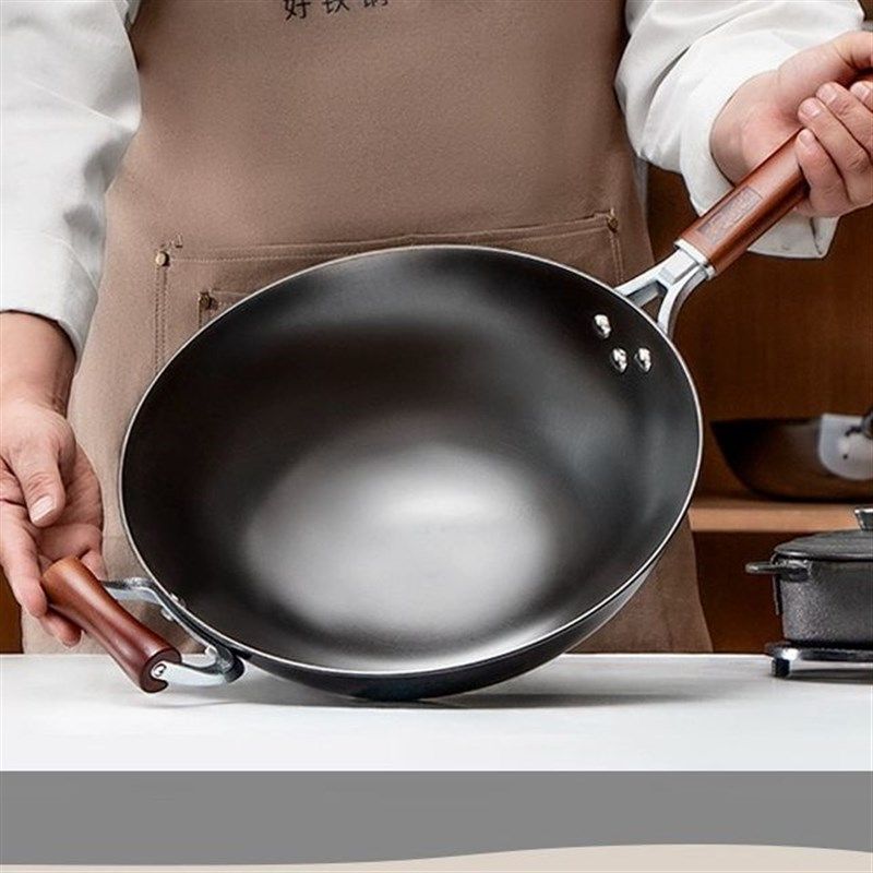 雨田家国匠铸铁炒锅无涂层老式铁锅圆底加深不锈不粘锅家用炒菜锅,厨房/烹饪用具,炒锅,淘宝优惠券,粉丝福利购,淘宝优惠卷