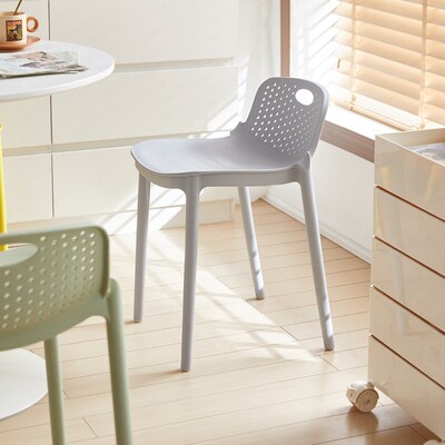 塑简椅子约用加厚餐桌椅可叠放书桌凳子靠背现料家网红等位椅子