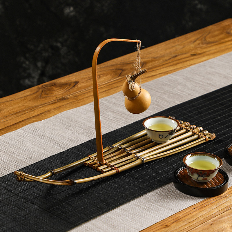 天然葫芦摆件 手工竹排桌面装饰 竹制点心盘 托盘 底座,特色手工艺,竹编/竹雕,淘宝优惠券,粉丝福利购,淘宝优惠卷