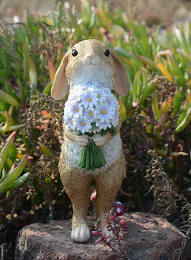 可爱兔子摆件创意可爱动物花园样板房装饰礼物桌面