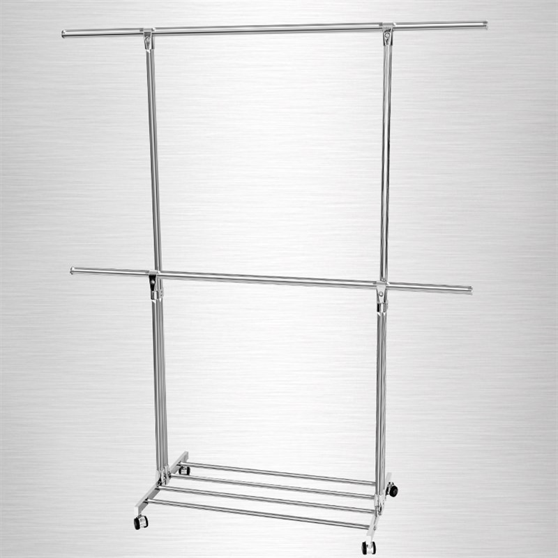 晒衣架落地单杆式晾衣架凉衣架杆阳台双层伸缩挂架移动