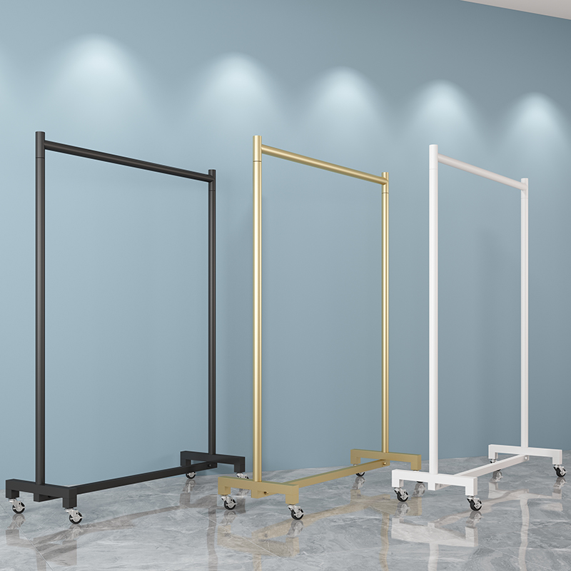 折叠晾衣架落地式伸缩窗外卧室内挂衣杆凉晒家用移动带轮子