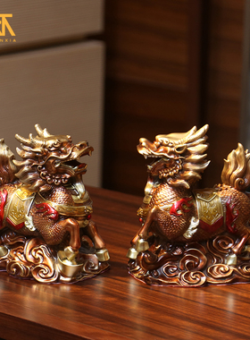 麒麟摆件一对火麒麟新中式家居饰品客厅玄关乔迁礼品