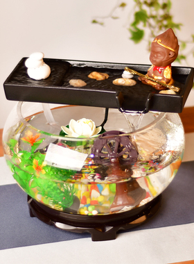 创意陶瓷流水摆件桌面流水循环过滤鱼缸造景装饰客厅喷泉乔迁礼物