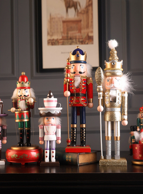 胡桃夹子木偶摆件装饰品儿童房间旋转八音盒圣诞节礼物