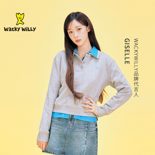 wackywilly卫衣外套女款2026新款春季薄款翻领半开扣设计感小众