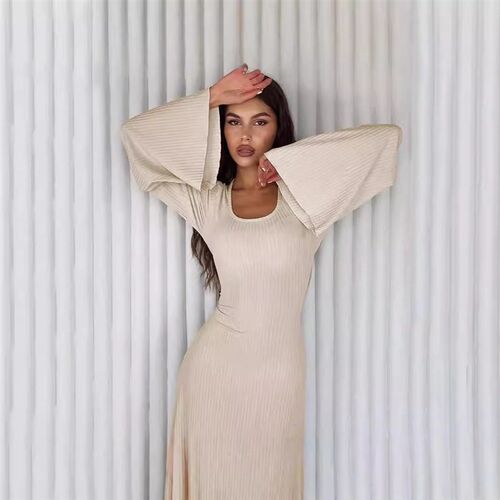 Womens 2025 Fashion Casual Loose U Neck Back Strap Long Sle