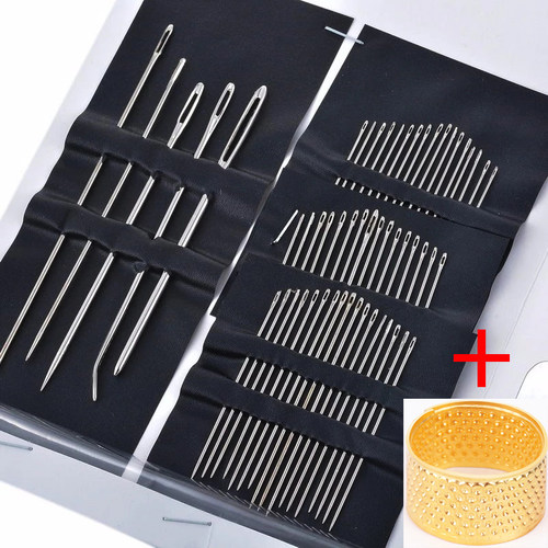 56PCS/set Stainless Steel Sewing Needles Thimble Set Multi-s