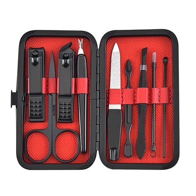 9pcs Stainless Steel Nail Clippers Set Scissores Tweezer Ear
