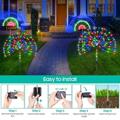 LED Solar Power Lights Firework Garden Decoration Fairy Ligh