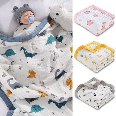 Baby blanket cotton 6 layers newborn swaddle blanket cartoon