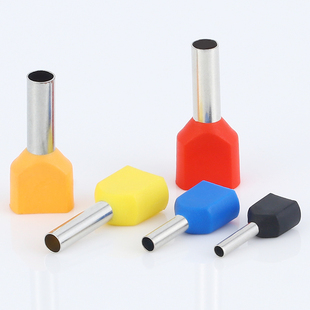 TE15线管型预绝缘端子 两根线并头接线铜鼻子 冷压接线端头