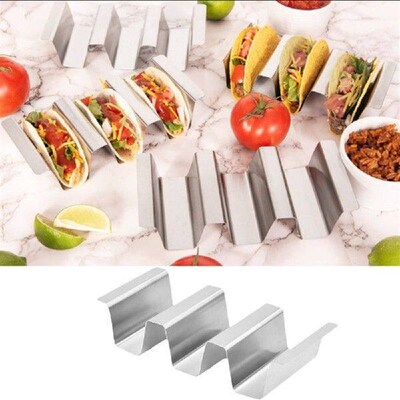Durable 3 Grid Taco Rack Tray Stainless Steel U Shape Taco