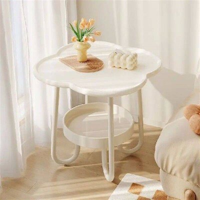 2-Tier Sofa Side Table 4-Leaf Clover Shape Coffee Table