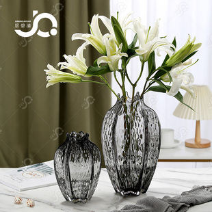 欧式创意玻璃花瓶樱桃水养小手球雪柳百合玫瑰水培富贵竹客厅