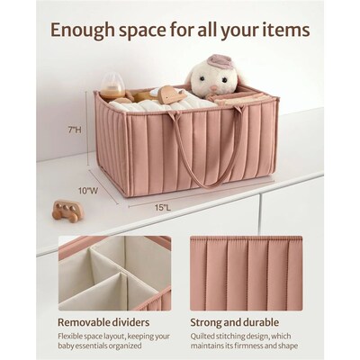 Baby Diaper Caddy Organizer, Baby Shower Basket for Girls Ba
