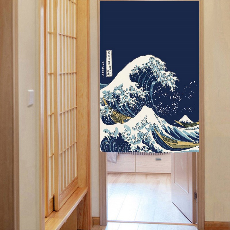 日式和风门帘浮世绘布艺挂帘厨房卫生间隔断家用卧室遮挡装饰短帘