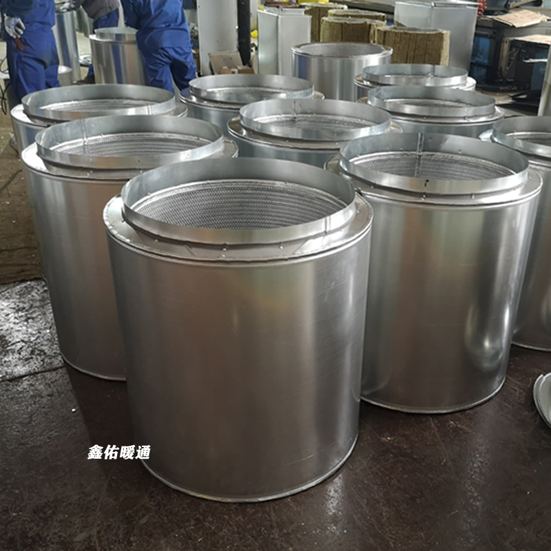 方形排风烟气通风管道风机消声器圆形镀锌白铁皮矩形降噪器