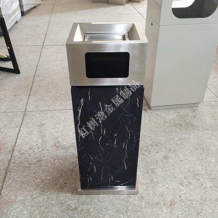 室内方形不锈钢垃圾桶电镀仿大理石纹果皮箱厂家金属垃圾箱