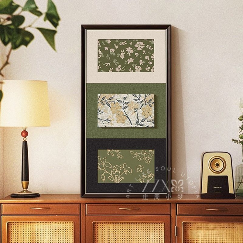 绿色花卉法式中古风客厅装饰画玄关桌面摆件画复古高级感挂画壁画,家居饰品,现代装饰画,淘宝优惠券,粉丝福利购,淘宝优惠卷