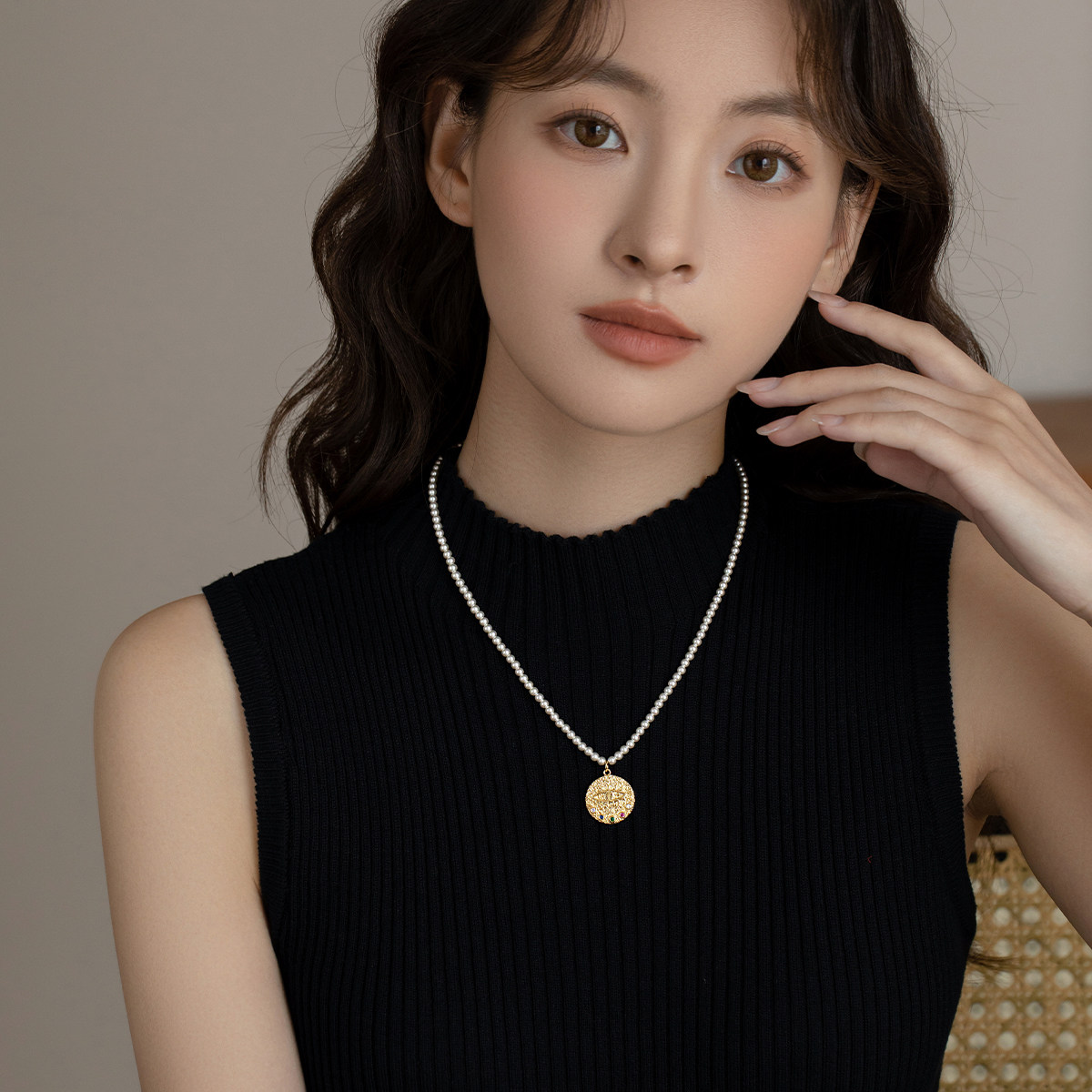 荷鲁斯之眼淡水珍珠项链配饰女高级感锁骨链2024新款爆款百搭颈链,饰品/流行首饰/时尚饰品新,项链,淘宝优惠券,粉丝福利购,淘宝优惠卷